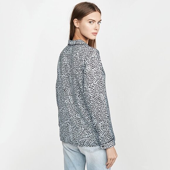 NWT Cupcakes & Cashmere blue / black animal print PJ inspired blouse, L - Picture 4 of 11